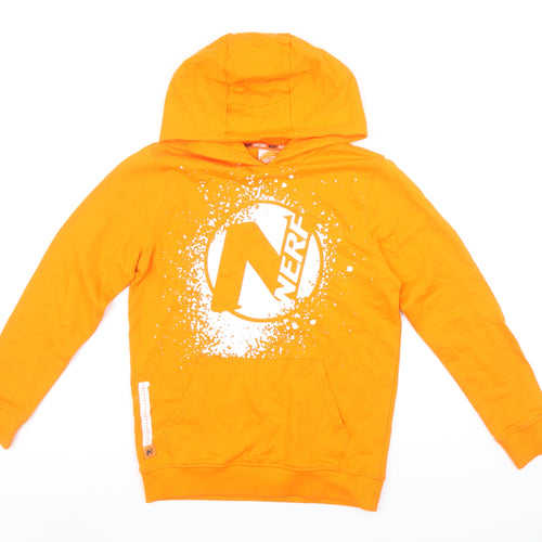 Nerf Boys Orange Pullover Hoodie 10-11 Years Graphic Print Cotton
