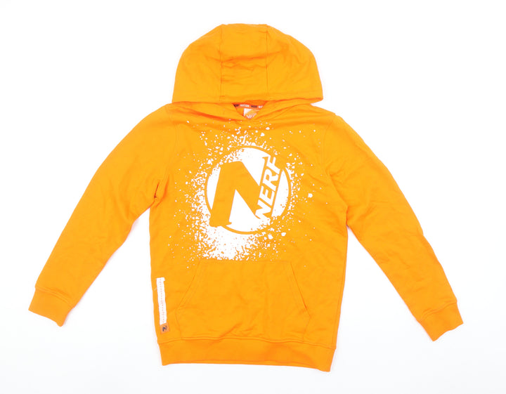 Nerf Boys Orange Pullover Hoodie 10-11 Years Graphic Print Cotton