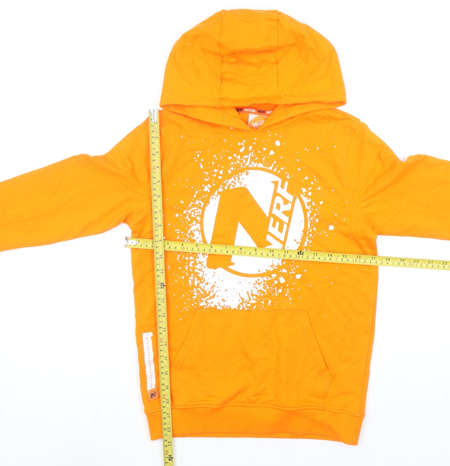 Nerf Boys Orange Pullover Hoodie 10-11 Years Graphic Print Cotton