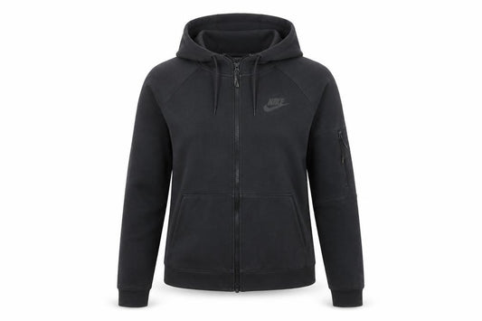 Front view of Nike Women’s Black Full Zip Hoodie Small Cotton Blend