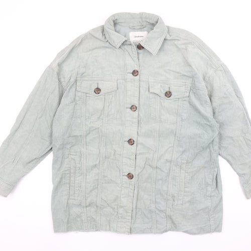 Stradivarius Women’s Green Corduroy Button Jacket Size 12