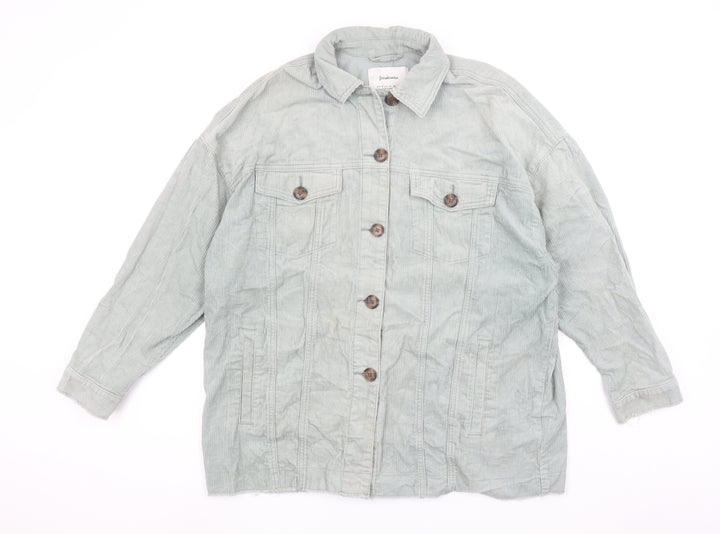 Stradivarius Women’s Green Corduroy Button Jacket Size 12