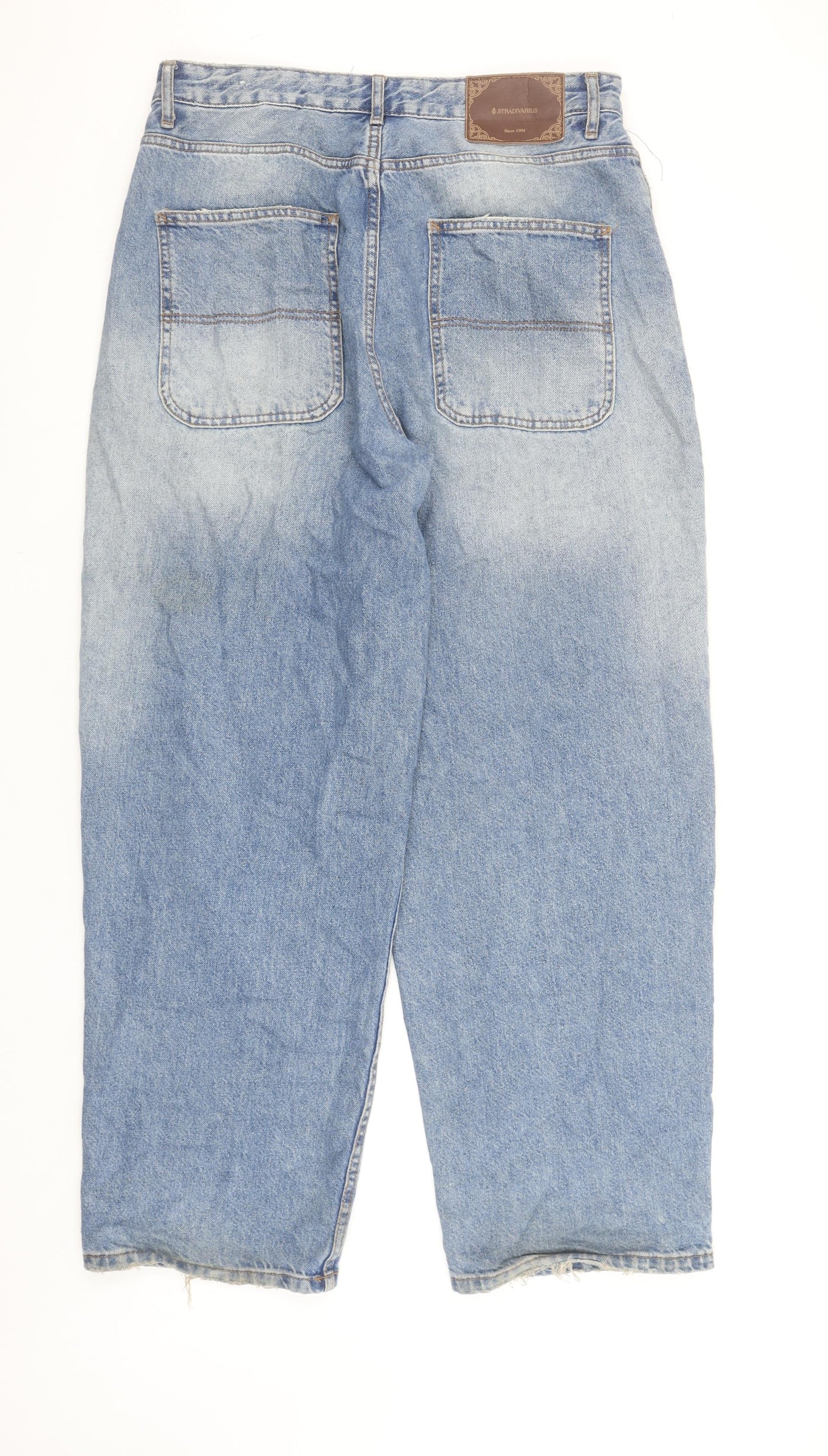 Stradivarius Womens Blue High Rise Straight Jeans UK 10