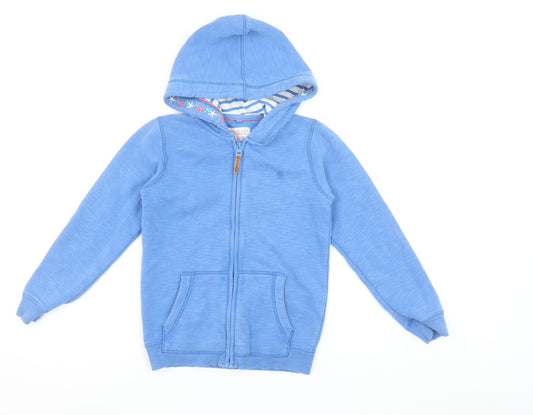 FatFace Girls Blue Full Zip Hoodie 8-9 Years Cotton Blend Casual