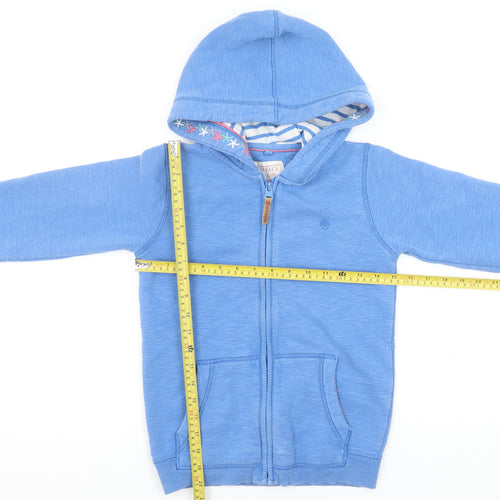 FatFace Girls Blue Full Zip Hoodie 8-9 Years Cotton Blend Casual