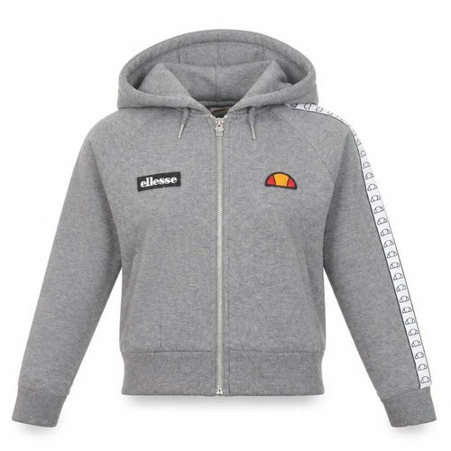 Ellesse Women Grey Full Zip Hoodie Size 4 Cotton Blend Sportswear