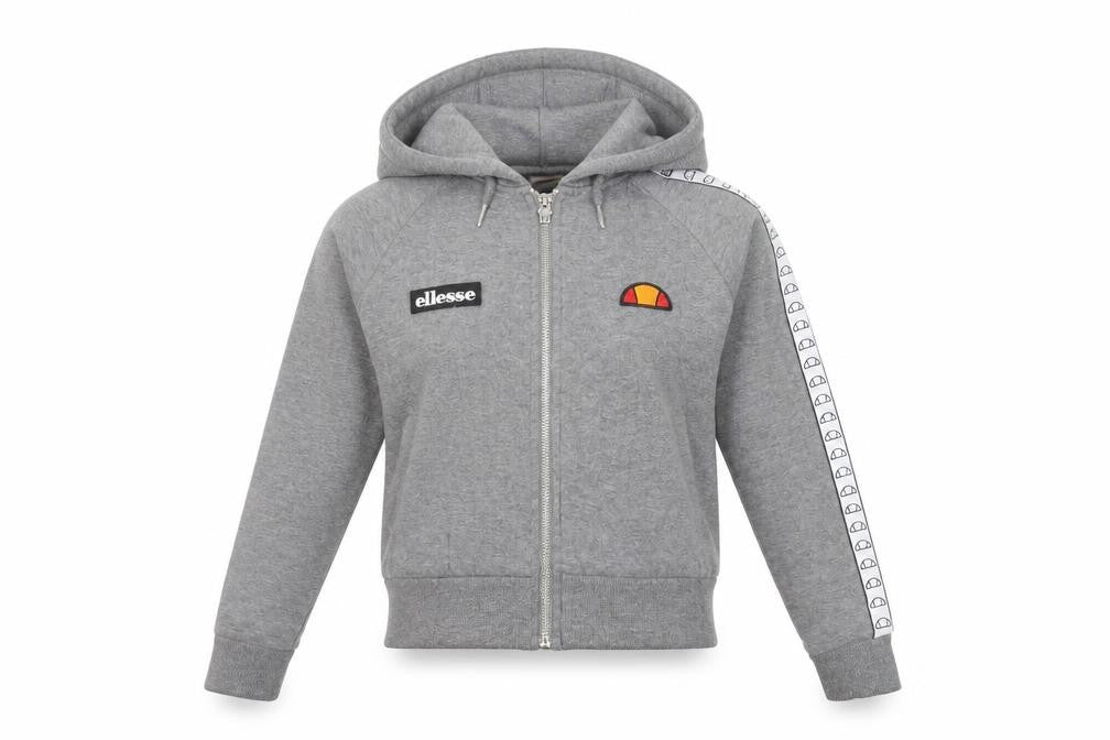 Ellesse Women Grey Full Zip Hoodie Size 4 Cotton Blend Sportswear