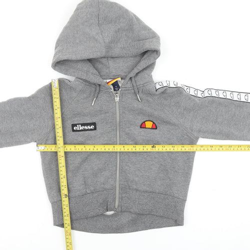 Ellesse Women Grey Full Zip Hoodie Size 4 Cotton Blend Sportswear