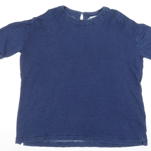 Masai Women Blue Pullover Sweatshirt Medium Cotton Blend