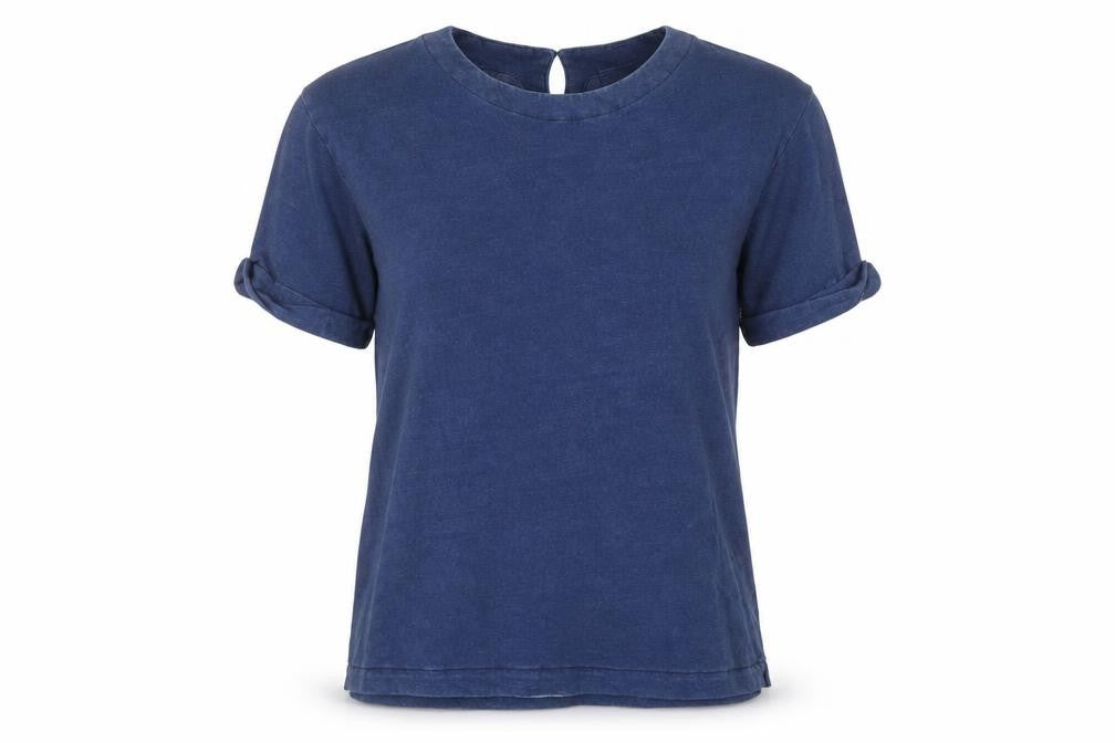 Front view of Masai Women Blue Pullover Sweatshirt Medium Cotton Blend