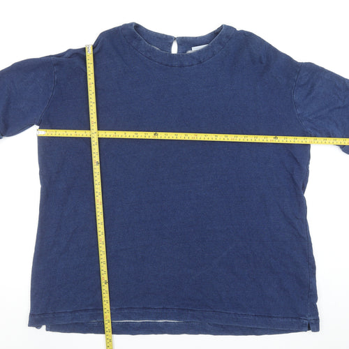 Masai Women Blue Pullover Sweatshirt Medium Cotton Blend