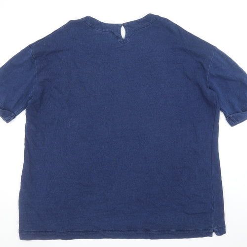 Masai Women Blue Pullover Sweatshirt Medium Cotton Blend