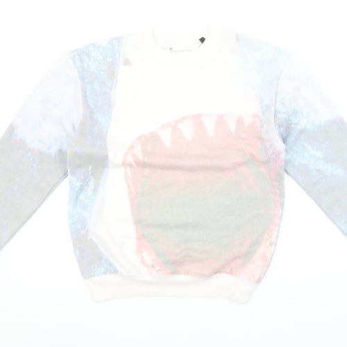 Topshop Women's Blue Shark Print Pullover Sweatshirt UK 10