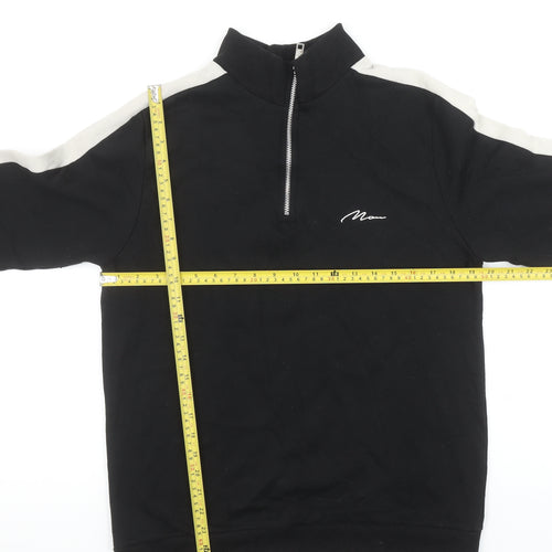 BoohooMAN Men's Black 1/4 Zip Sweatshirt Size M High Neck Casual Top