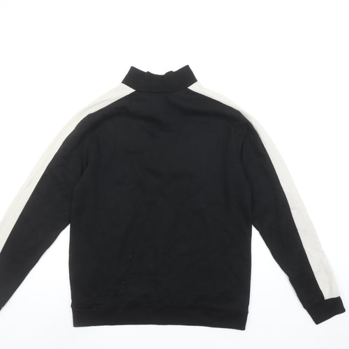 BoohooMAN Men's Black 1/4 Zip Sweatshirt Size M High Neck Casual Top
