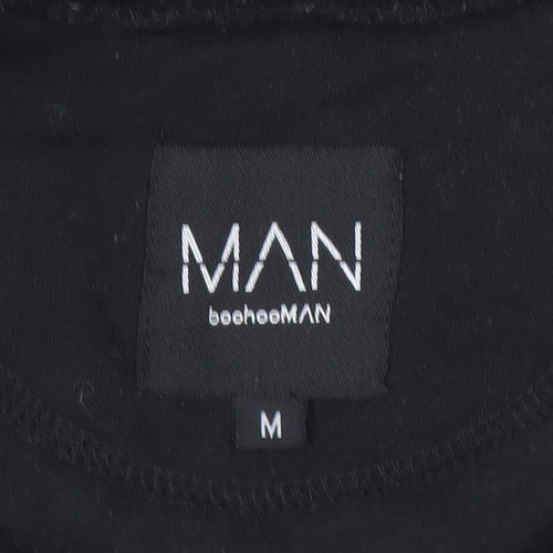 BoohooMAN Men's Black 1/4 Zip Sweatshirt Size M High Neck Casual Top