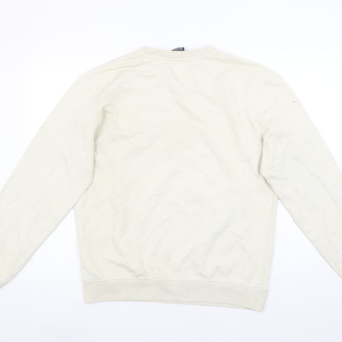 Champion Women Beige Logo Sweatshirt Large Crew Neck Cotton Blend