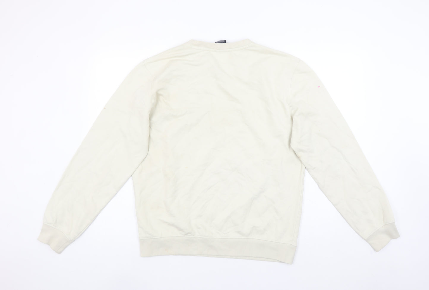 Champion Women Beige Logo Sweatshirt Large Crew Neck Cotton Blend