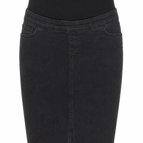 New Look Maternity Black Denim Pencil Skirt Size 8 Stretch Knee Length