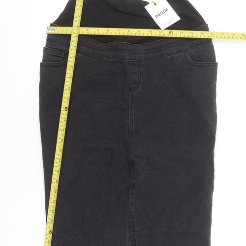 New Look Maternity Black Denim Pencil Skirt Size 8 Stretch Knee Length