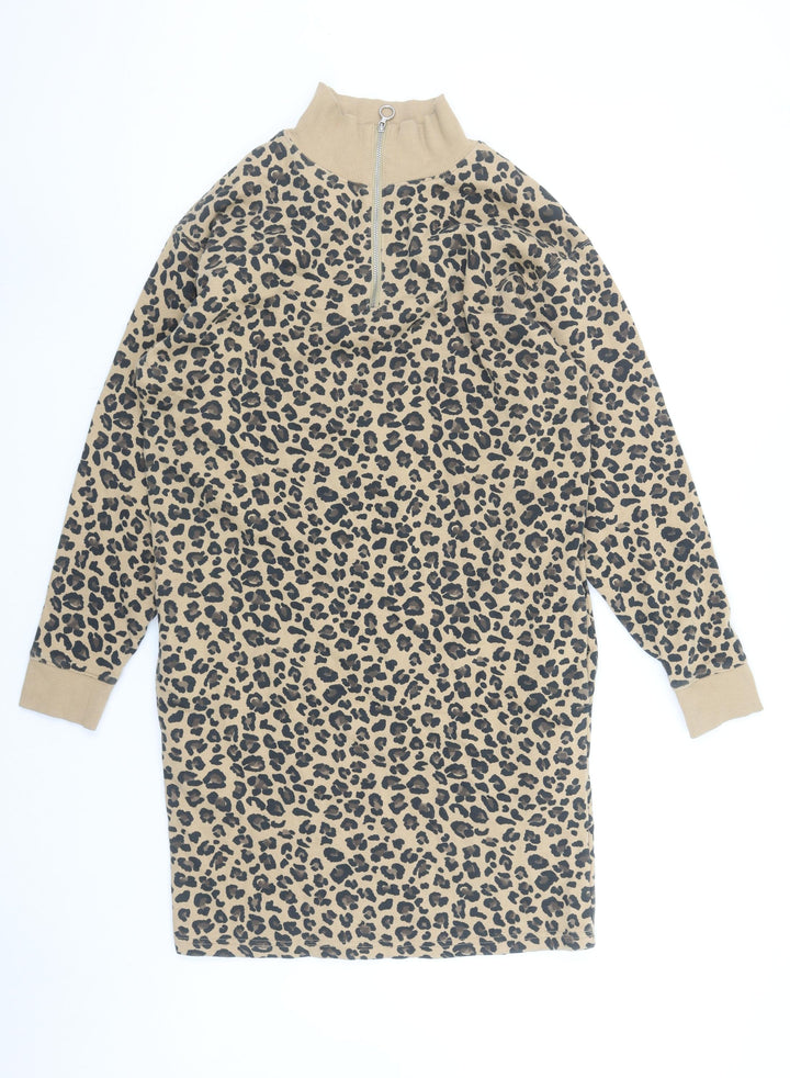 Marks and Spencer Women Beige Leopard Print Shift Dress Size 6