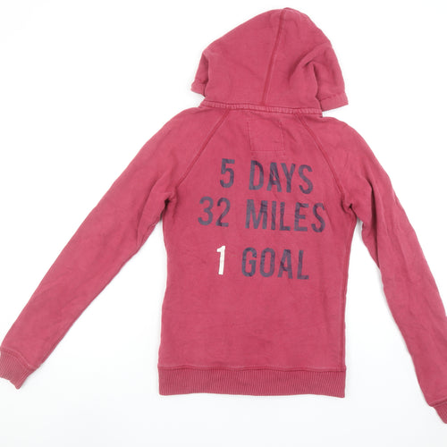 Jack Wills Womens Pink Full Zip Hoodie Size 12 Cotton Casual