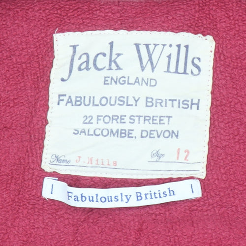 Jack Wills Womens Pink Full Zip Hoodie Size 12 Cotton Casual