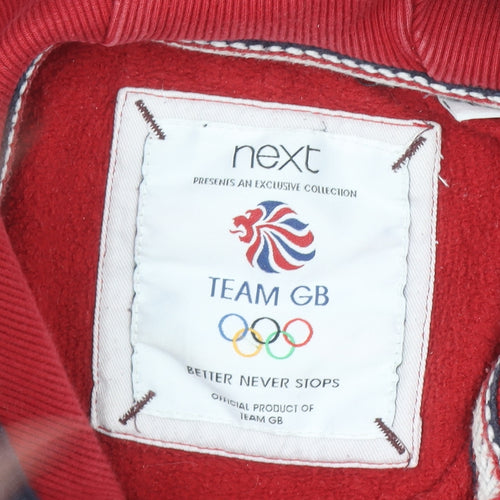 Next Team GB Red Henley Hoodie Men's Large Long Sleeve Sports Style