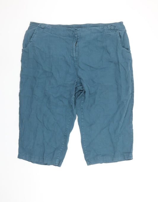 Seasalt Cornwall Women’s Blue Petite Linen Bermuda Shorts UK 22