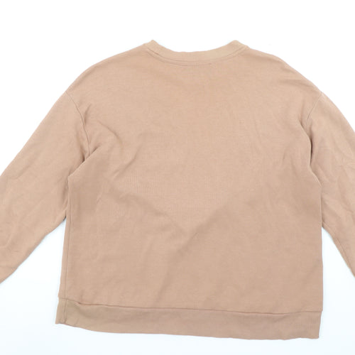 MNG Women’s Beige Ruffle Crew Neck Pullover Sweatshirt Size 14