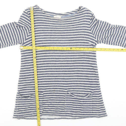 Linea Weekend Women’s Blue Striped Tunic Top M 3/4 Sleeve Boat Neck