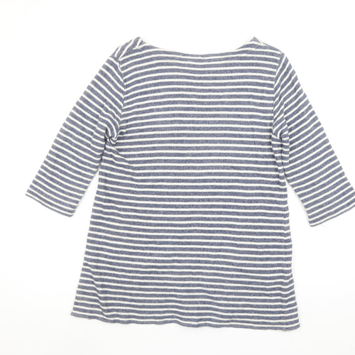 Linea Weekend Women’s Blue Striped Tunic Top M 3/4 Sleeve Boat Neck