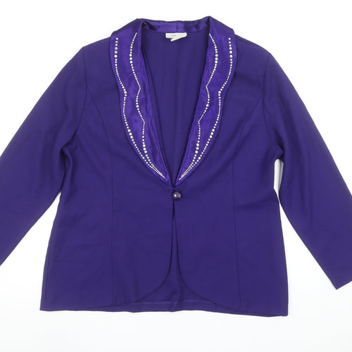 3K Fashion Women's Purple L Tuxedo Style Blazer Jacket