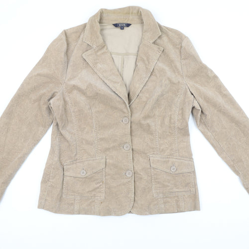 Maine New England Women's Beige Corduroy Blazer UK 14 Single Breasted Jacket