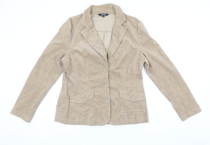 Maine New England Women's Beige Corduroy Blazer UK 14 Single Breasted Jacket
