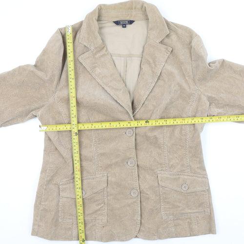 Maine New England Women's Beige Corduroy Blazer UK 14 Single Breasted Jacket