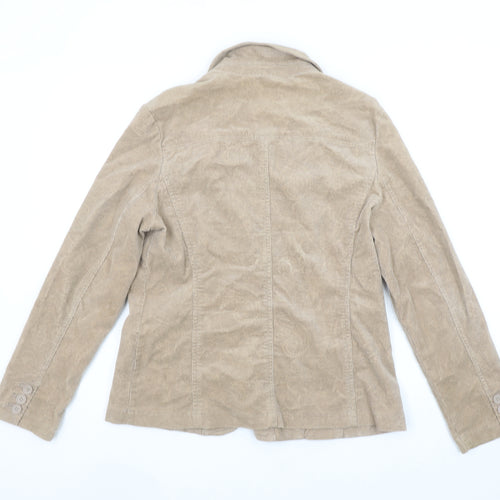 Maine New England Women's Beige Corduroy Blazer UK 14 Single Breasted Jacket