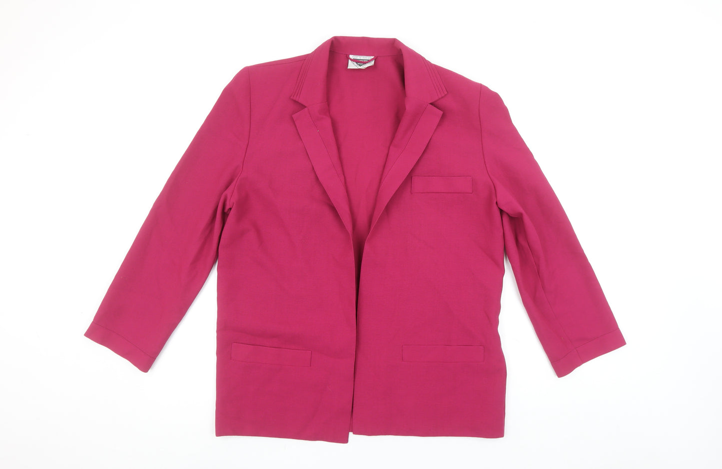 Jacques Vert Women's Fuchsia Wool Blend Suit Jacket UK 12 Classic Fit