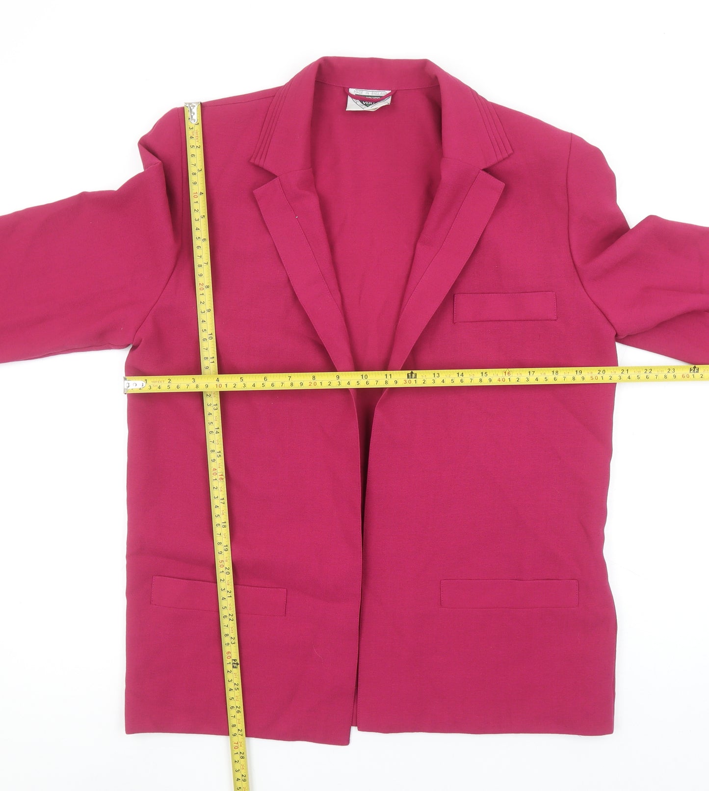 Jacques Vert Women's Fuchsia Wool Blend Suit Jacket UK 12 Classic Fit