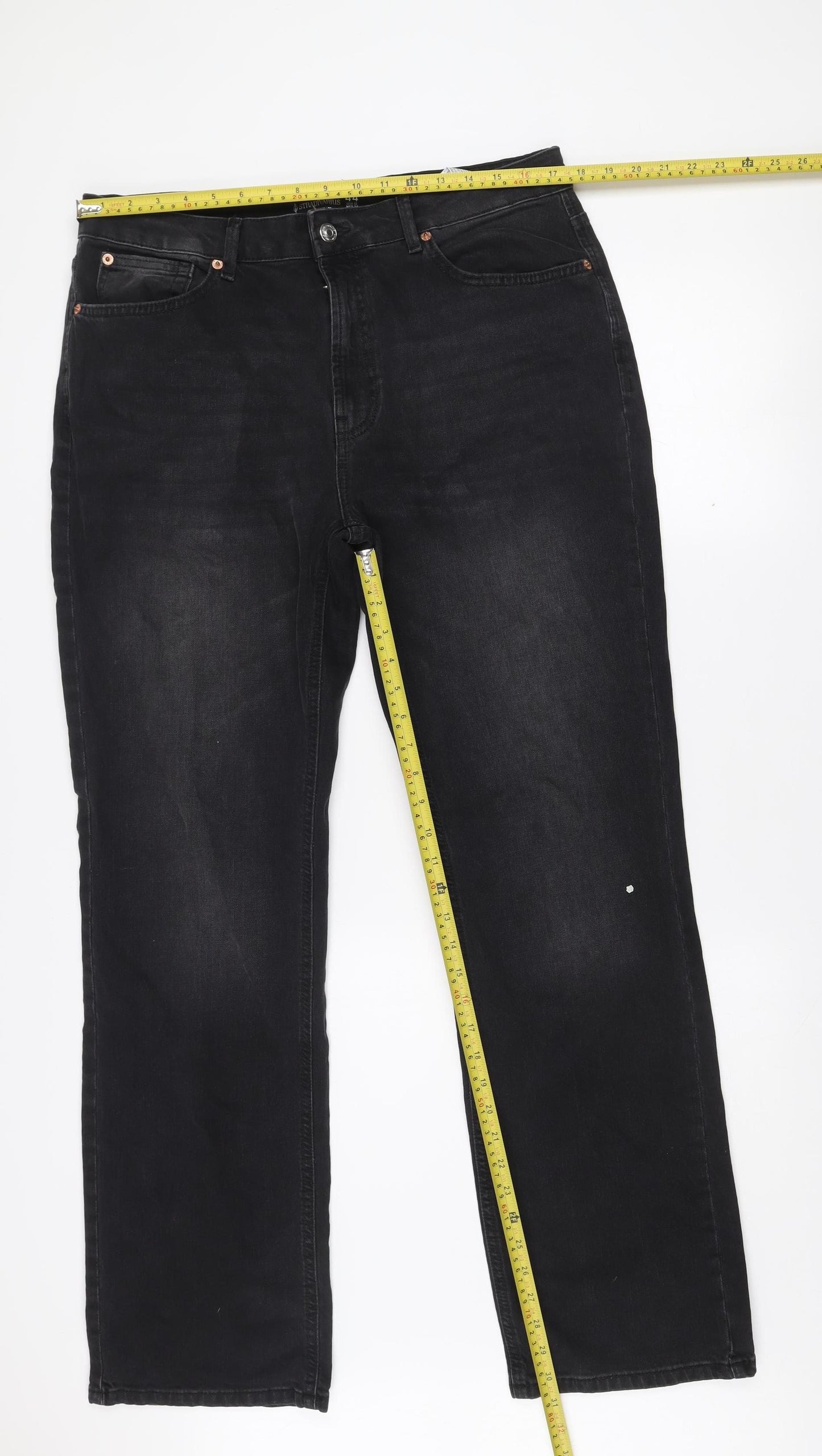 Stradivarius Women's Black Straight Leg Jeans Size 16
