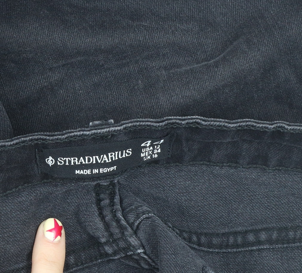 Stradivarius Women's Black Straight Leg Jeans Size 16