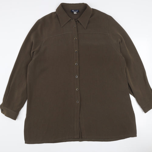 Personal Choice Women's Brown Button-Up Shirt UK 20 Long Sleeve Classic Style