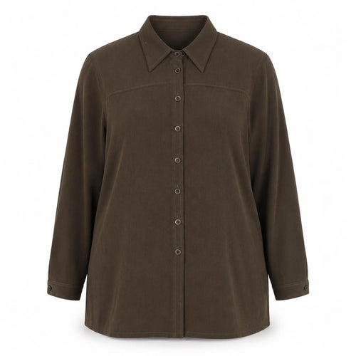 Personal Choice Women's Brown Button-Up Shirt UK 20 Long Sleeve Classic Style