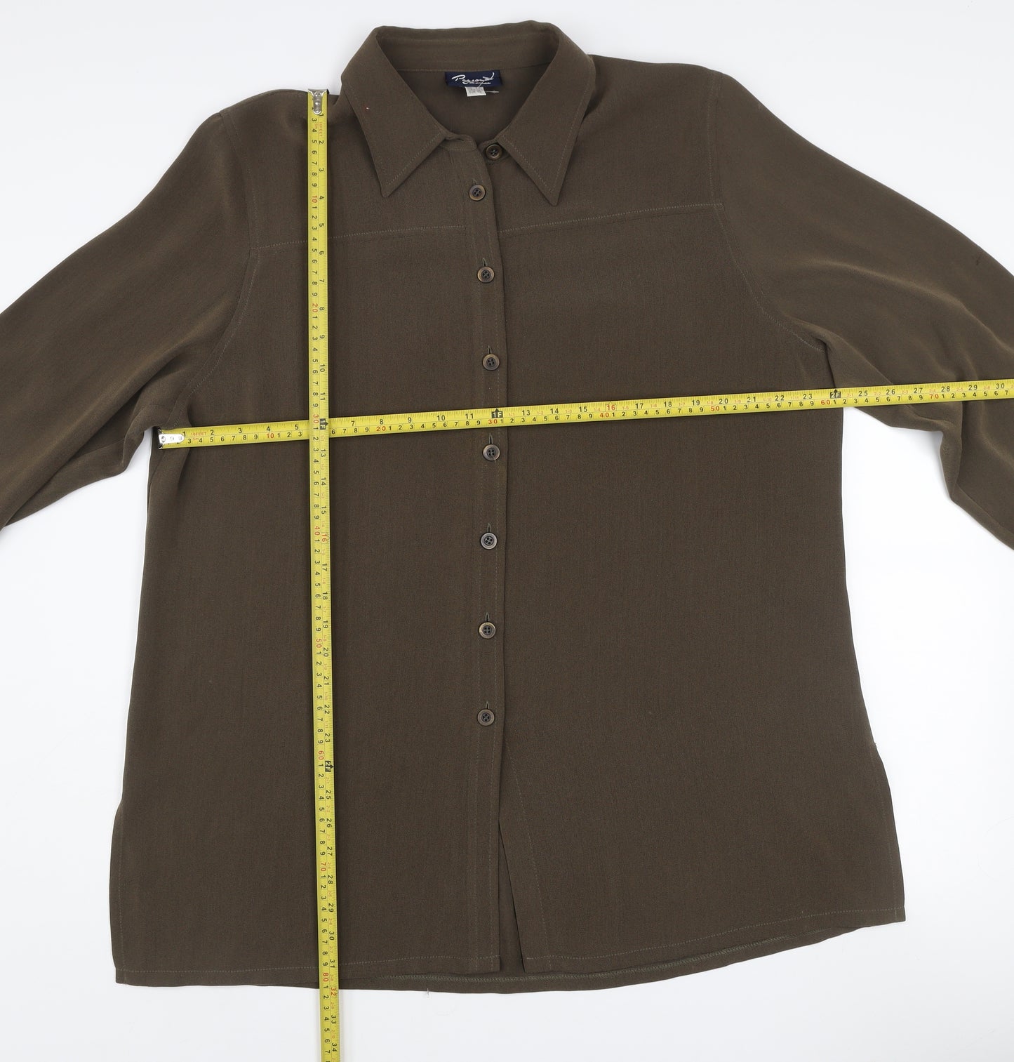 Personal Choice Women's Brown Button-Up Shirt UK 20 Long Sleeve Classic Style