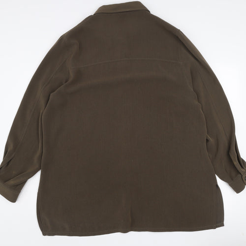 Personal Choice Women's Brown Button-Up Shirt UK 20 Long Sleeve Classic Style