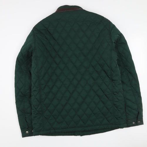 Dunnes Stores Men's Green Quilted Jacket L 42in Polyester Stand Collar