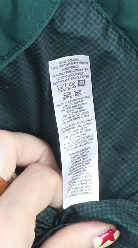 Dunnes Stores Men's Green Quilted Jacket L 42in Polyester Stand Collar
