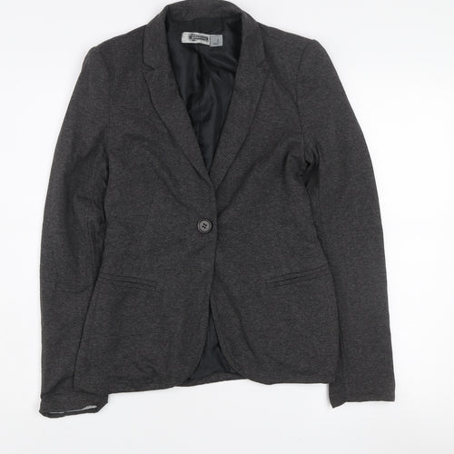 Stradivarius Womens Grey L Slim Fit Single Breasted Blazer Jacket
