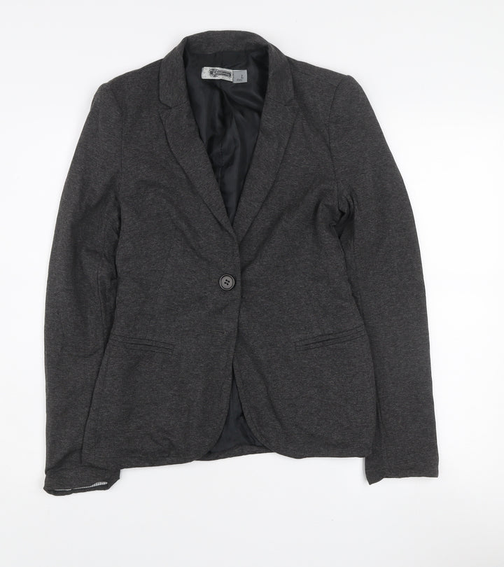 Stradivarius Womens Grey L Slim Fit Single Breasted Blazer Jacket