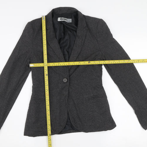 Stradivarius Womens Grey L Slim Fit Single Breasted Blazer Jacket